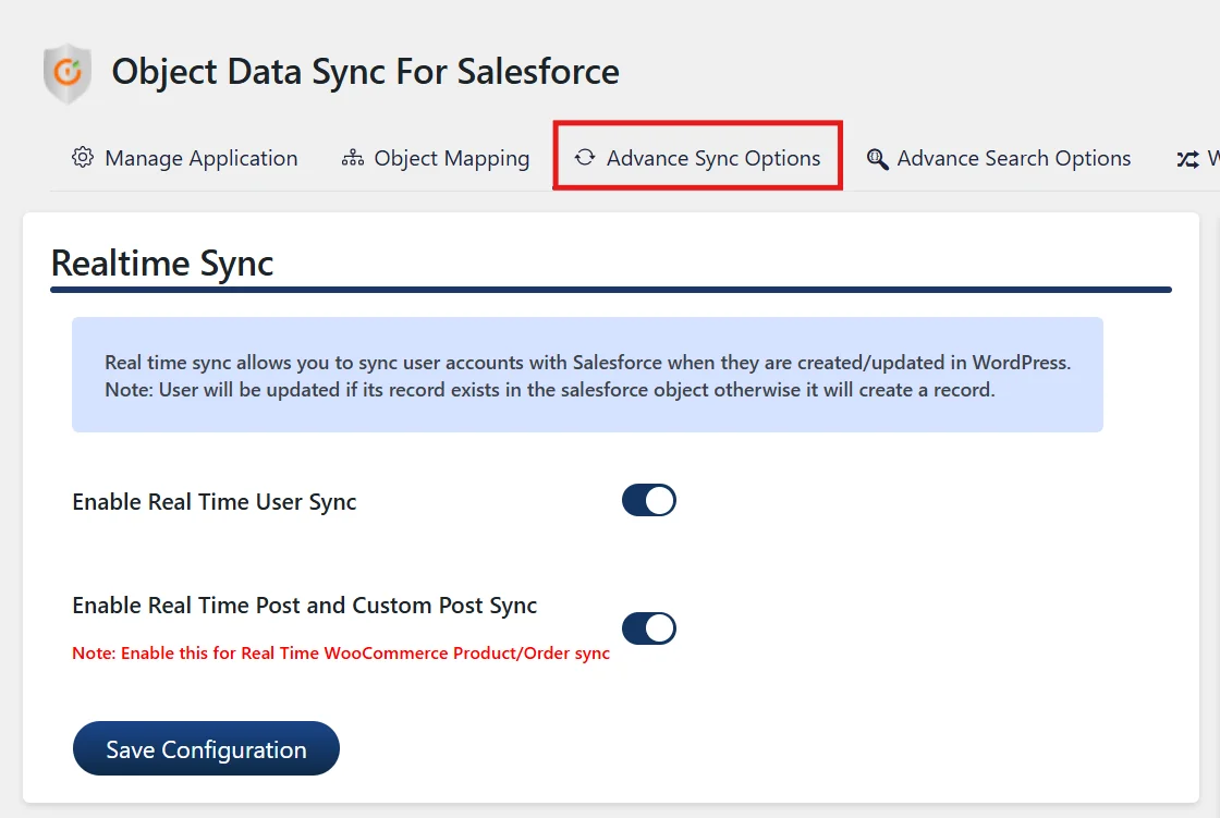 Configure Salesforce Sync with WordPress - Realtime Sync