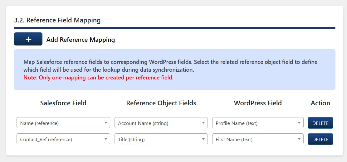 Configure Salesforce Sync with WordPress - Reference Field Mapping