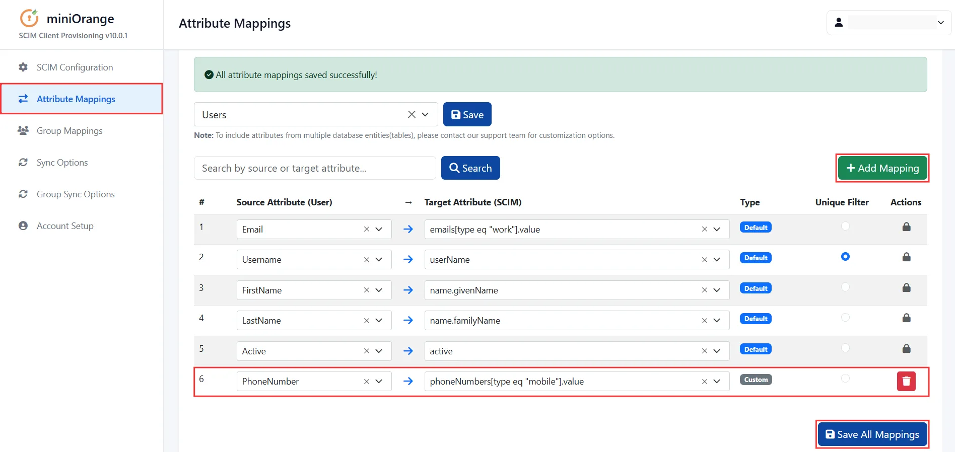 .NET SCIM CLient - Source and Target Attribute