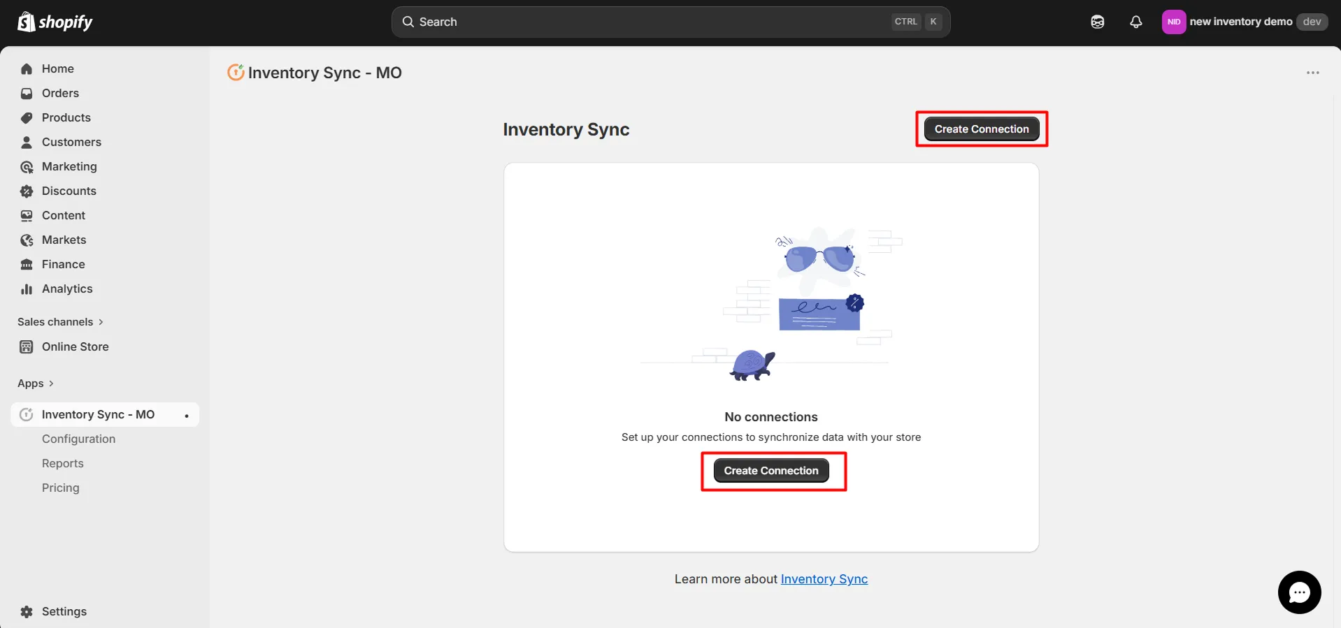 Connect Amrod to Shopify using Inventory Sync - Create connection