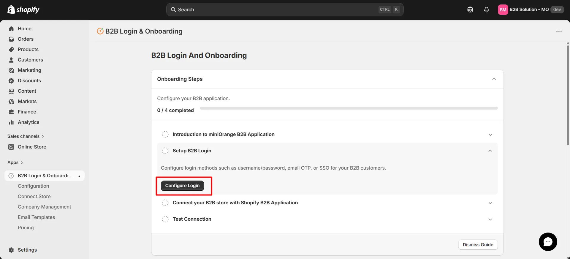 Click Configure Login Button