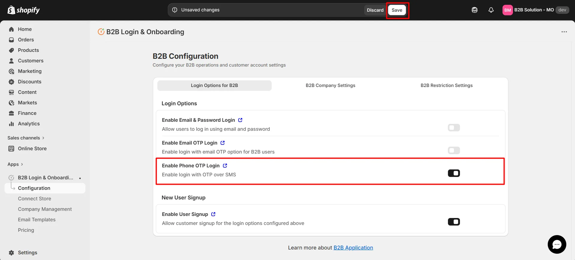 Enable Phone OTP Login