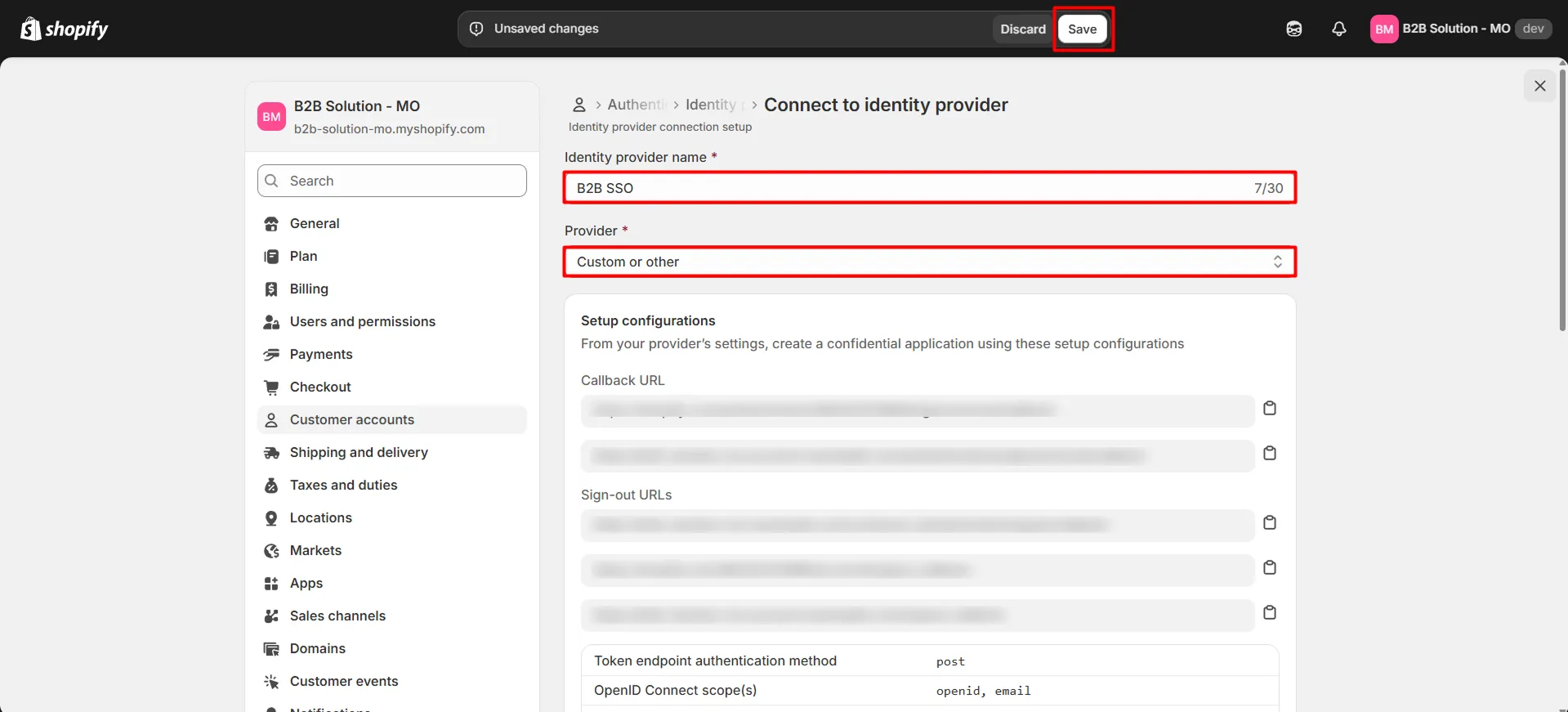 Identity provider name and provider type