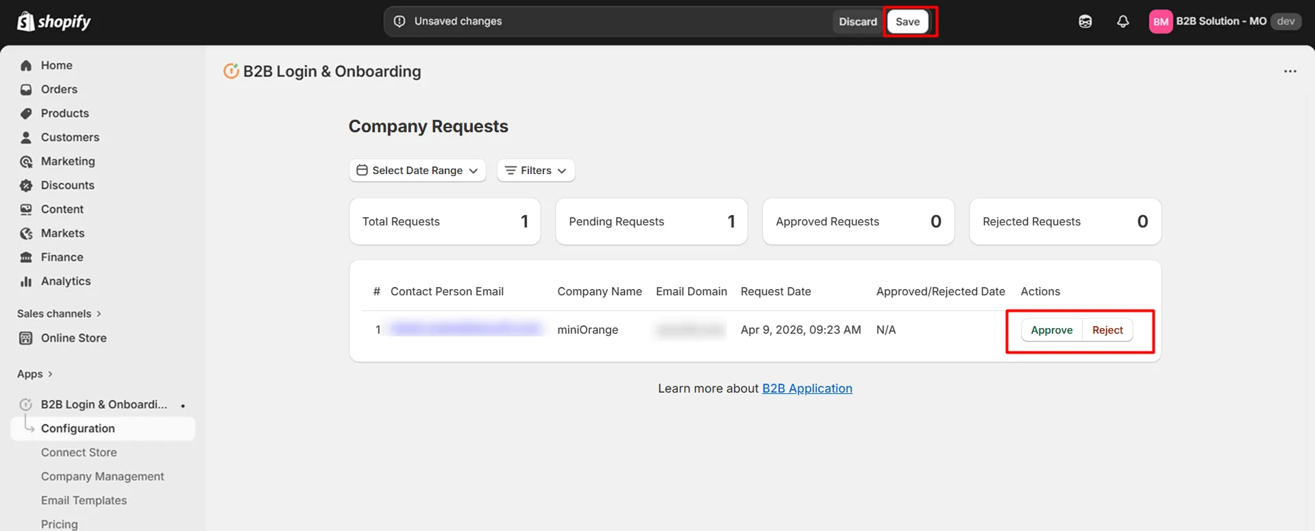 Approve or reject company requests in Company management