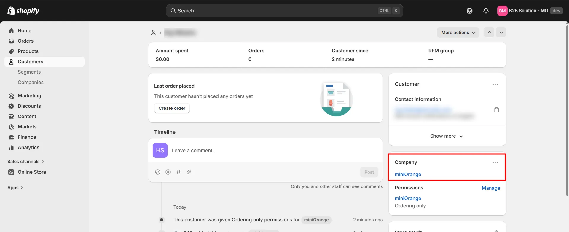B2B user auto-assigned to company by matching email domain