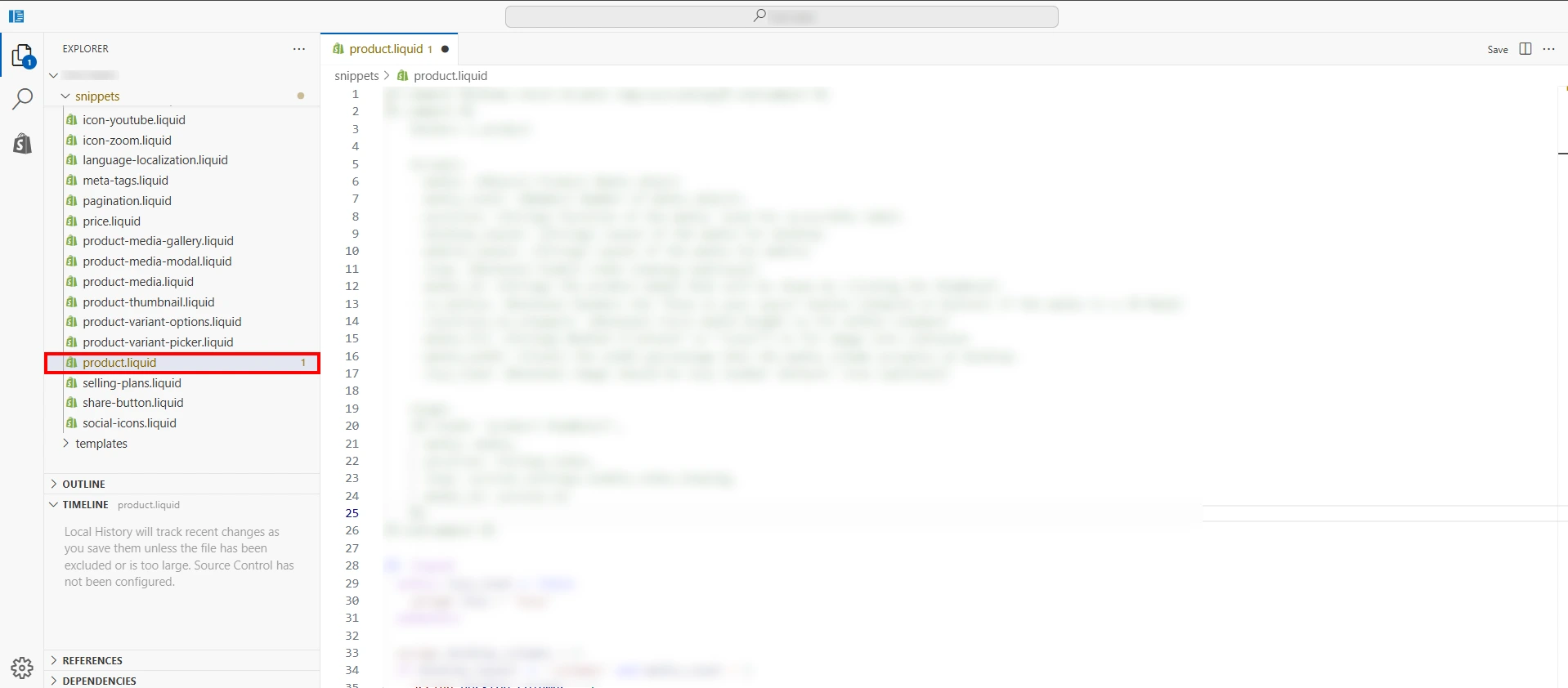 Edit Liquid Code in Shopify Theme Editor
