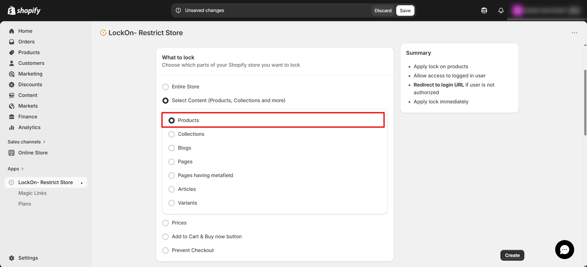 Shopify LockOn Restrict Content Application - - Restrict Products