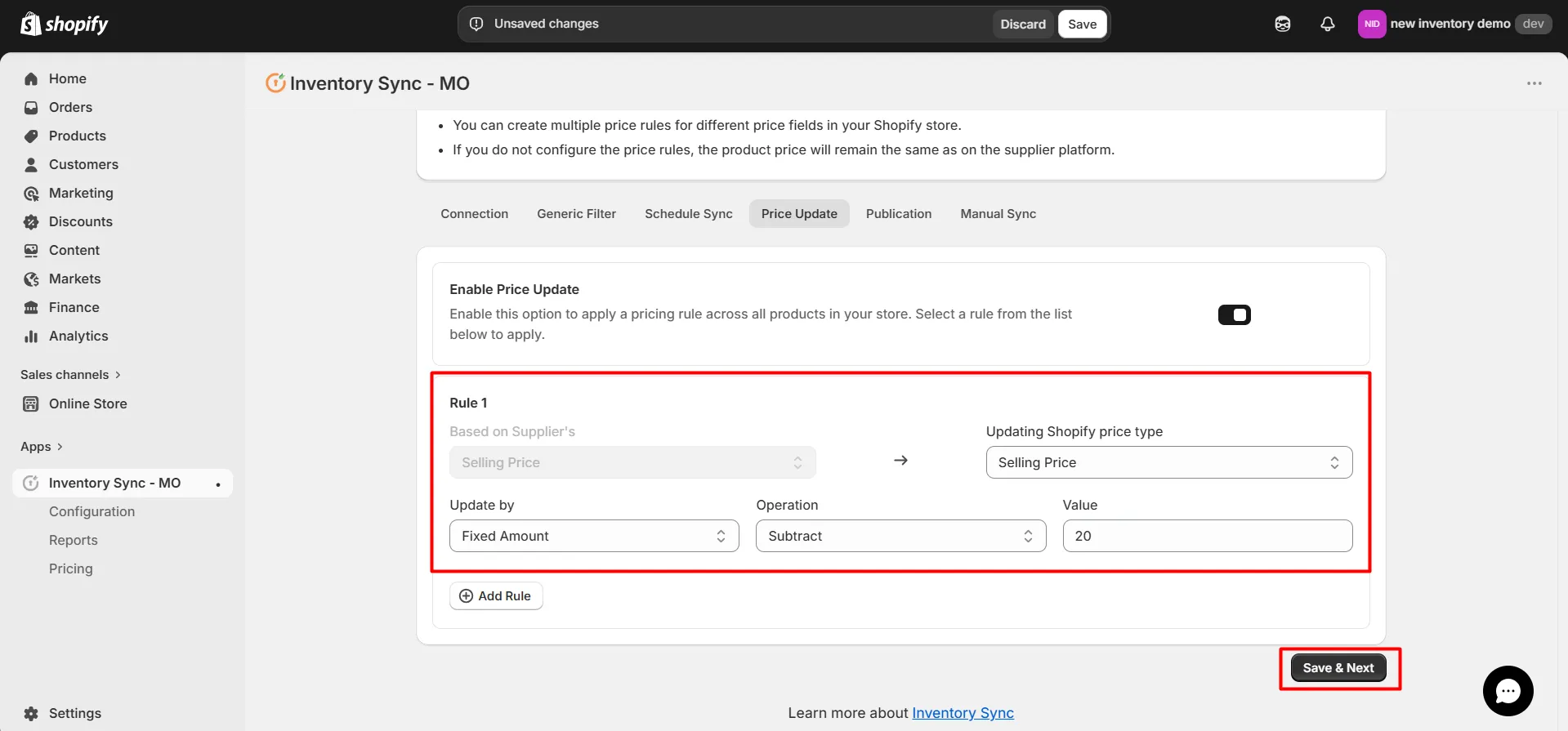 Shopify SanMar Integration - Price rule update