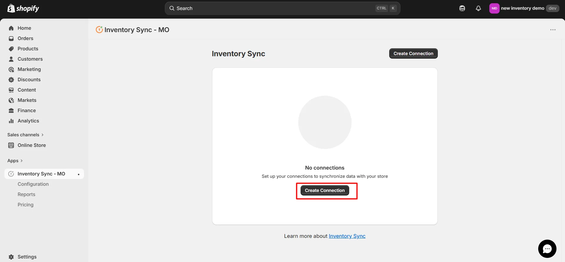 Shopify SanMar Integration - Create connection