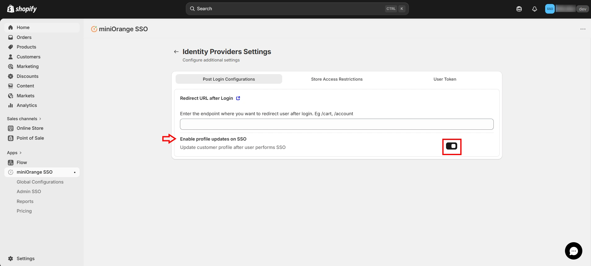 Enable Profiles Updates on SSO