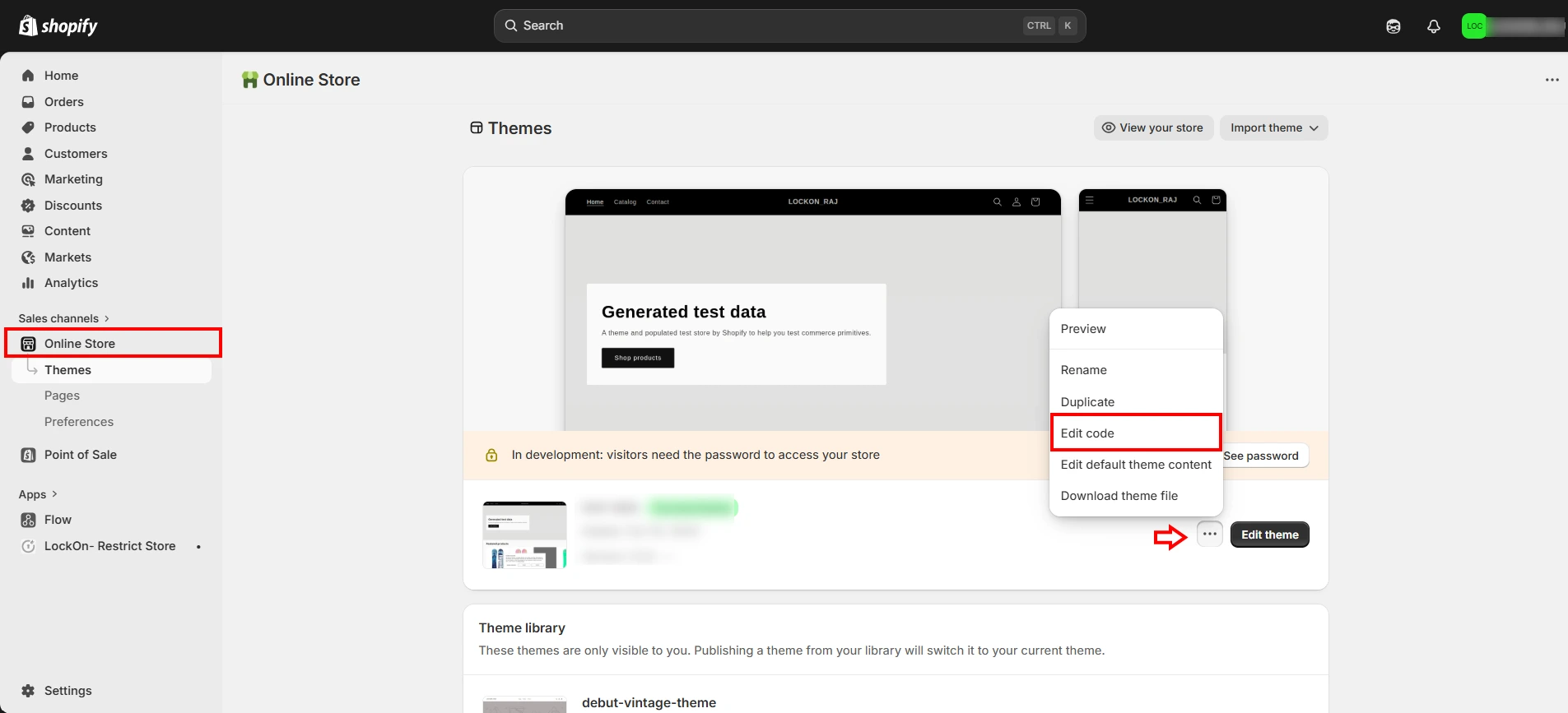 Edit Theme Code in Shopify