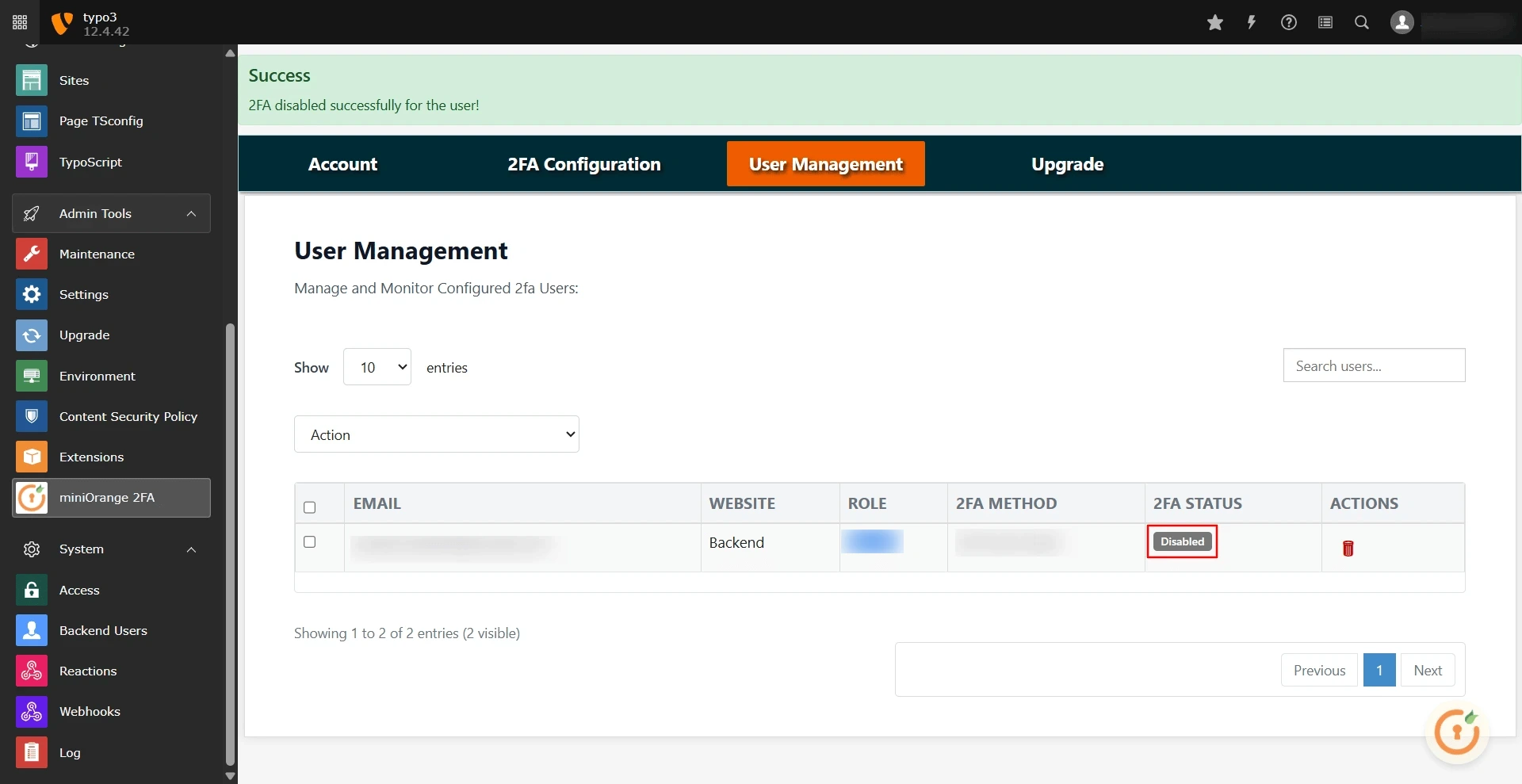 TYPO3 2FA - TYPO3 Two Factor Authentication - 2FA for TYPO3 - OTP over Email
