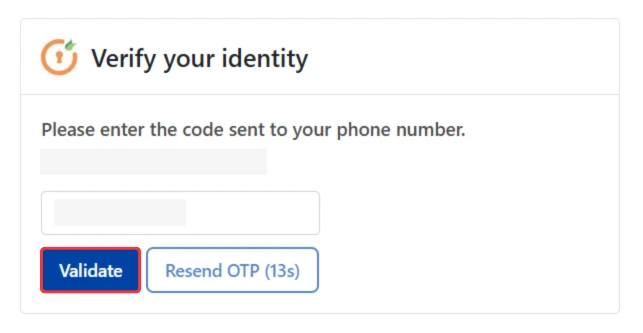 configure OTP over SMS - verify OTP