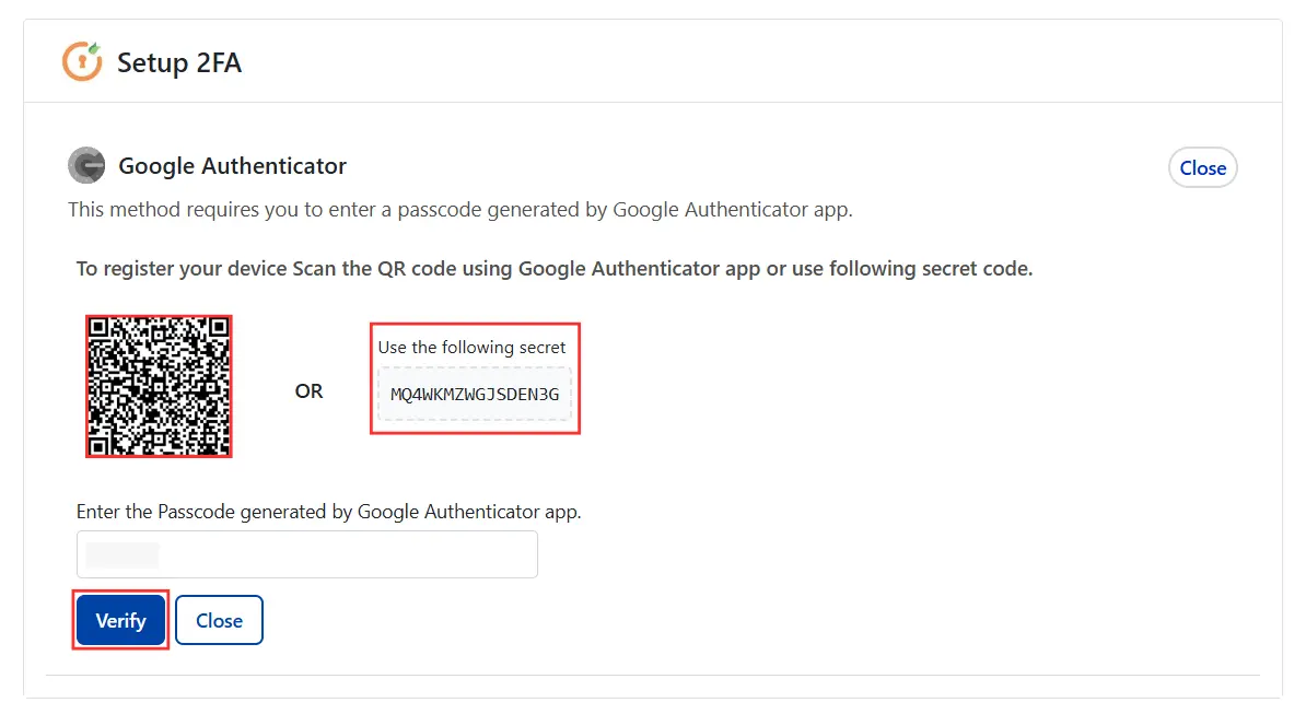 Google Authenticator - QR Code