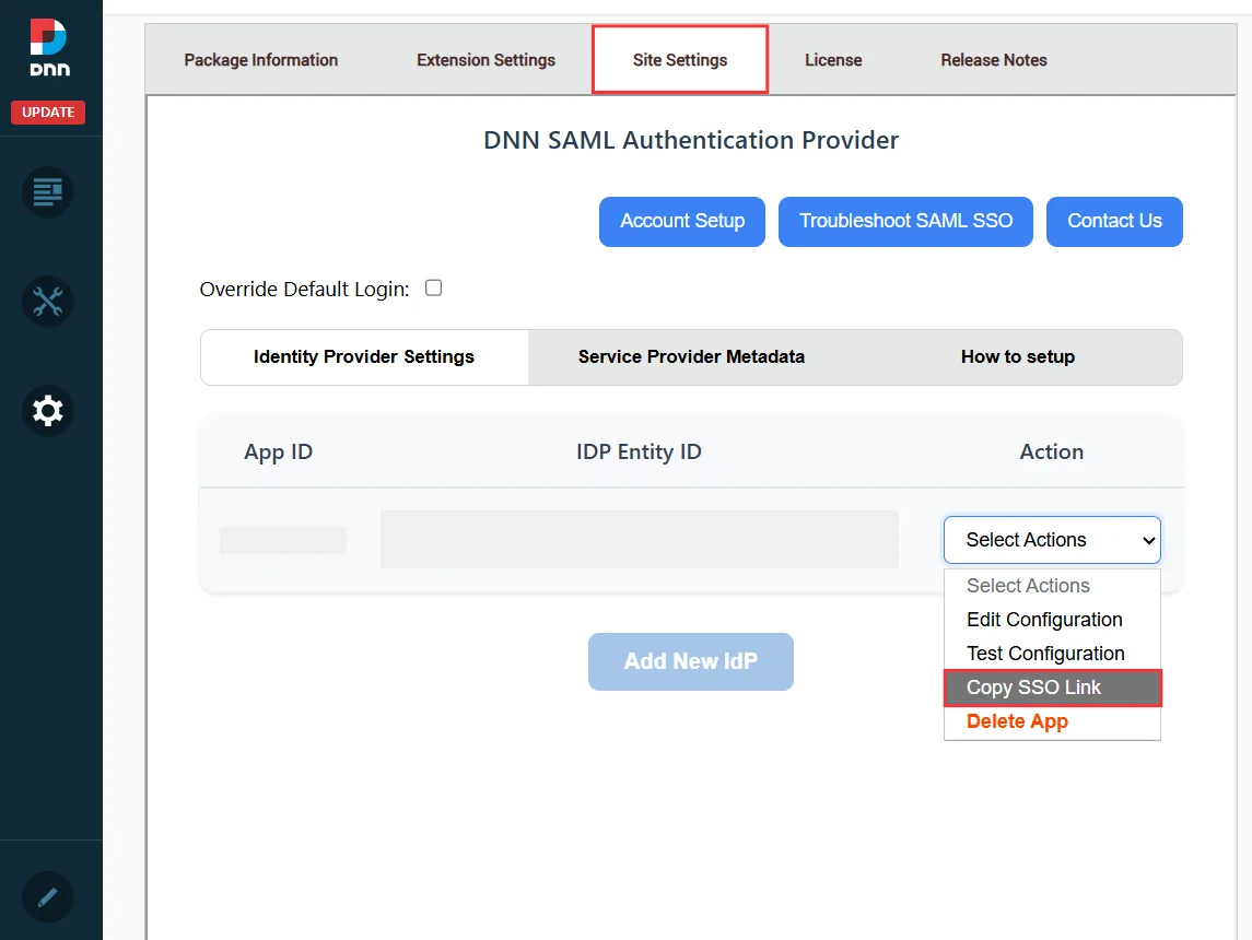 DNN SAML SSO - Copy SSO Link