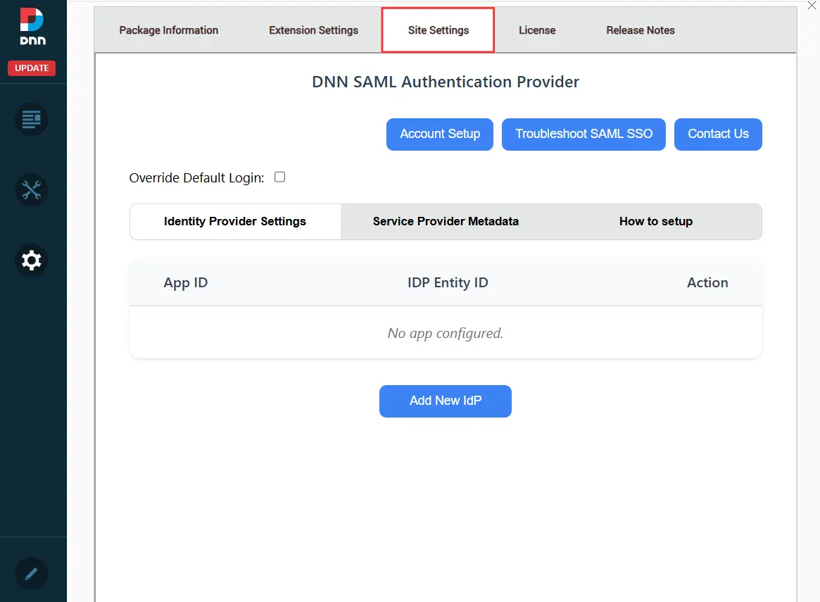 DNN SAML SSO Plugin Dashboard