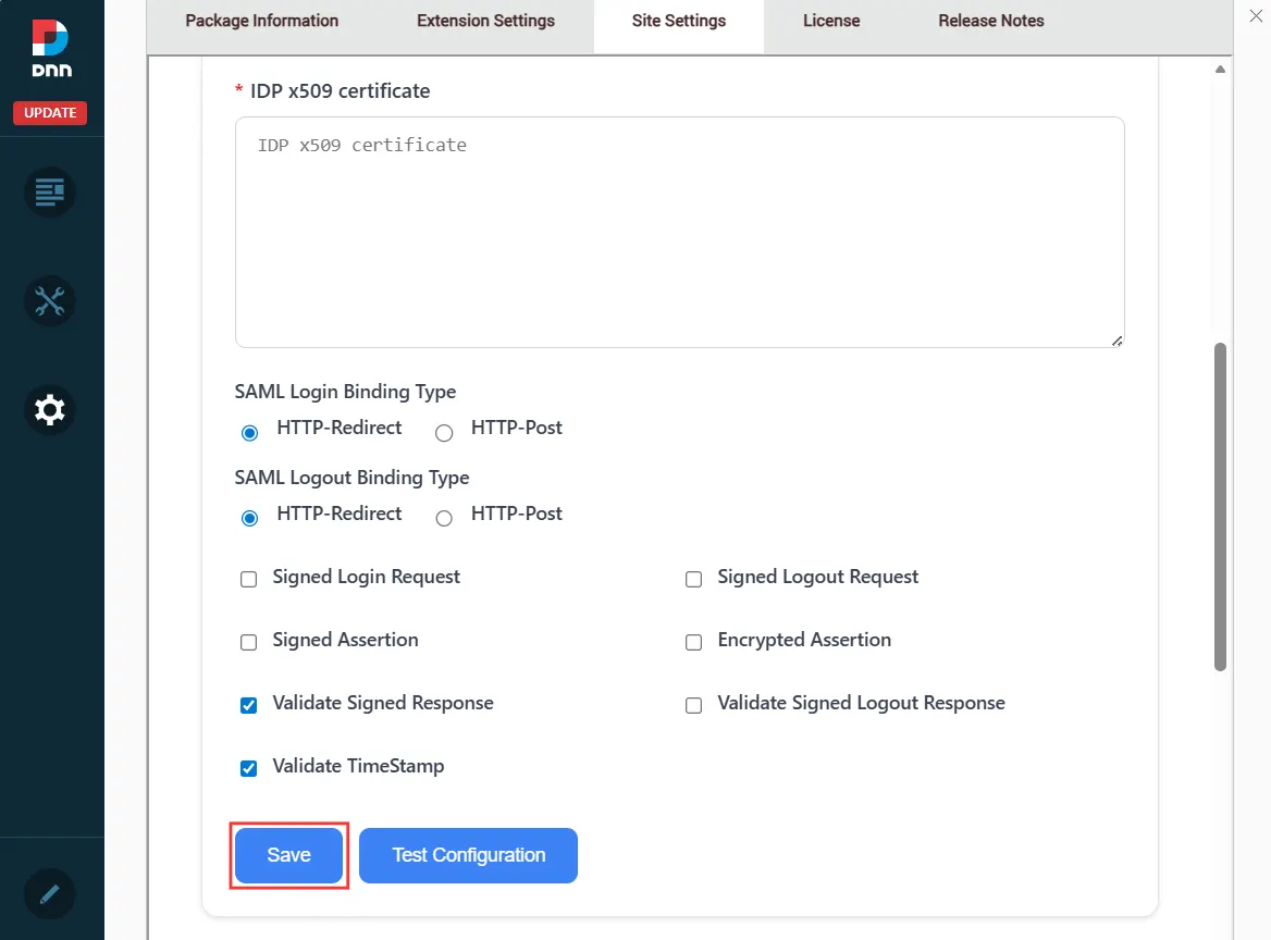 DNN SAML SSO - Entity Id, SSO Url, SAML Certificate