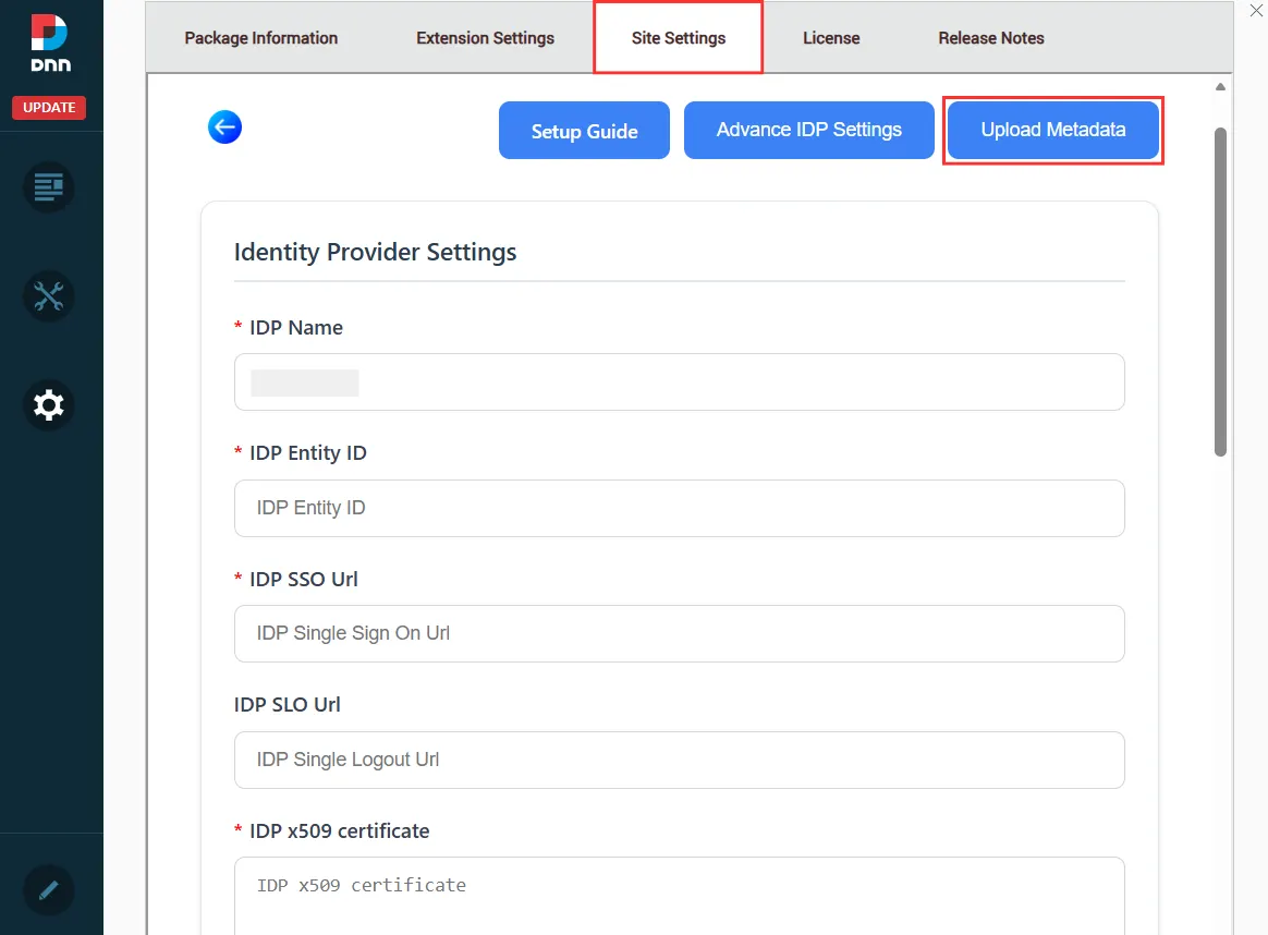 DNN SAML SSO - Upload Idp Metadata