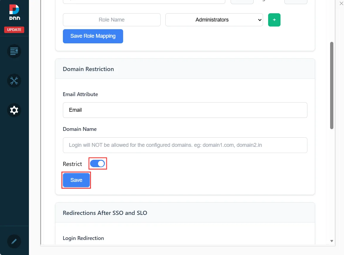 DNN SAML SSO Enterprise - Domain Restriction
