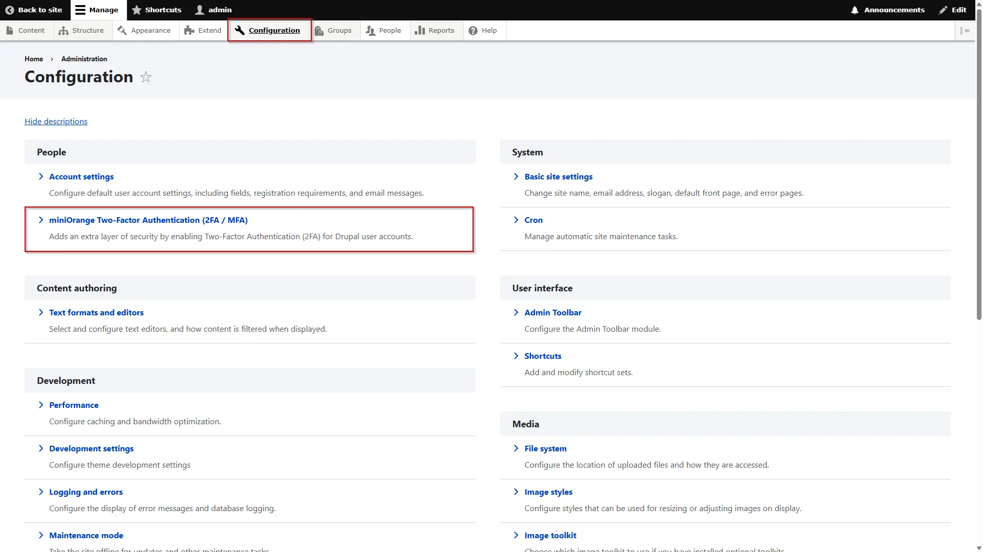 Drupal 2FA click Active button
