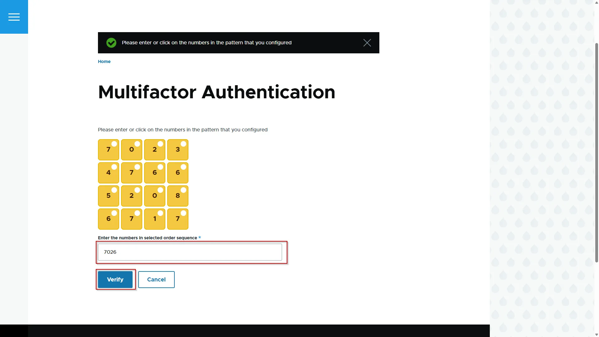 Drupal 2FA Grid Pattern - Enter Pattern