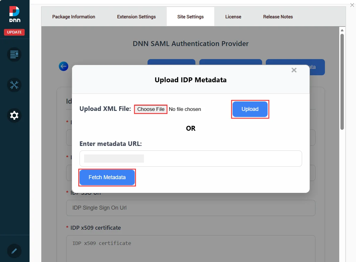  DNN SAML SSO - metadata url or metadata file
