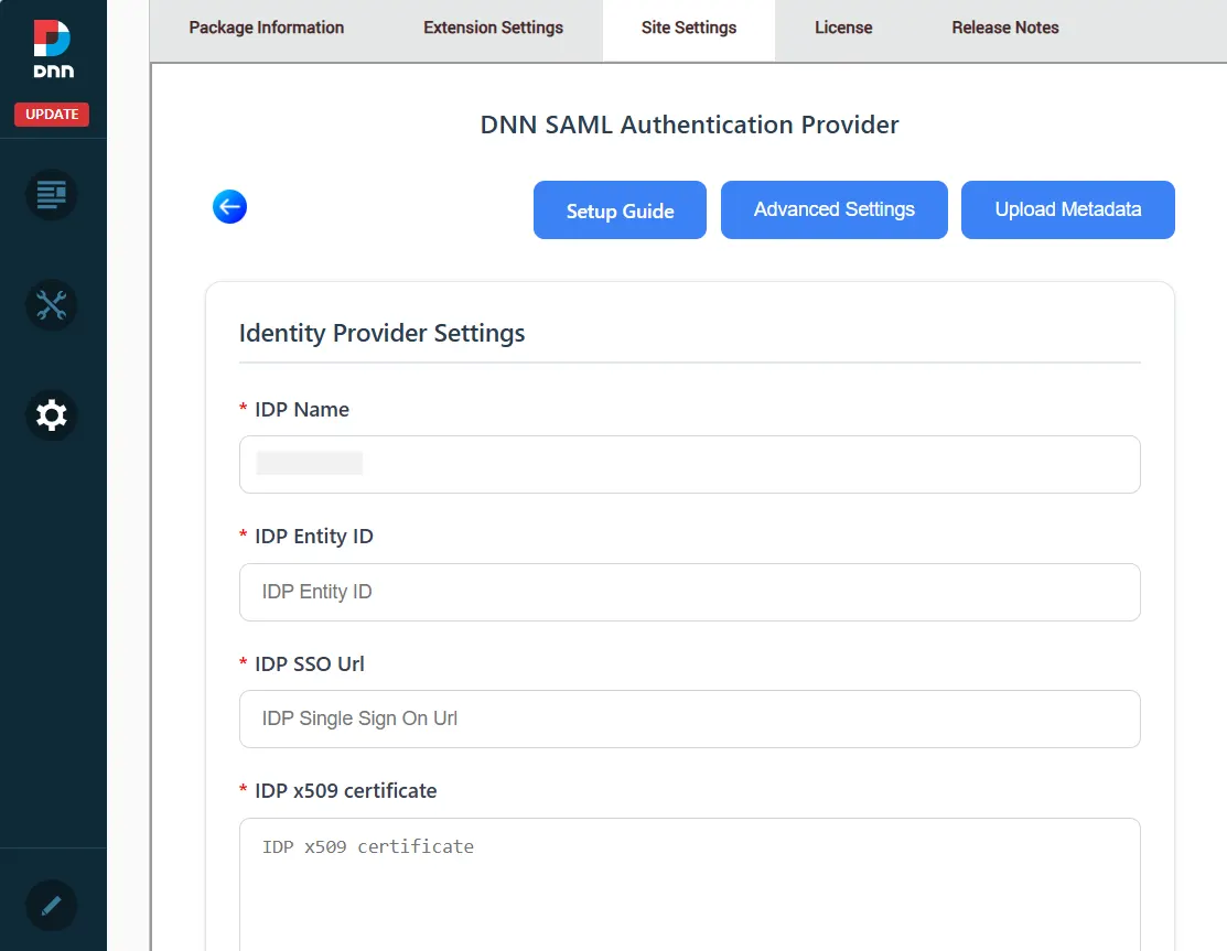 nopCommerce - Entity Id, SSO Url, SAML Certificate
