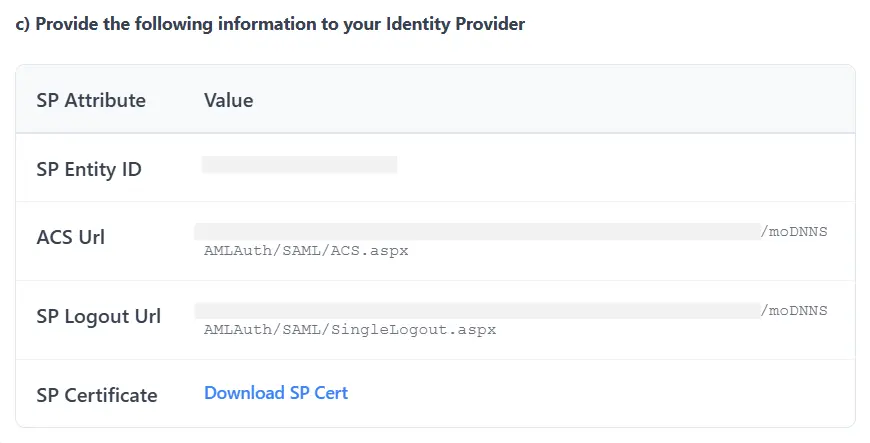 DNN SAML SSO - Copy metadata manually