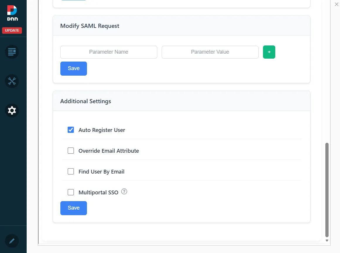 DNN SAML SSO Enterprise - Additional Settings and Modify SAML Request