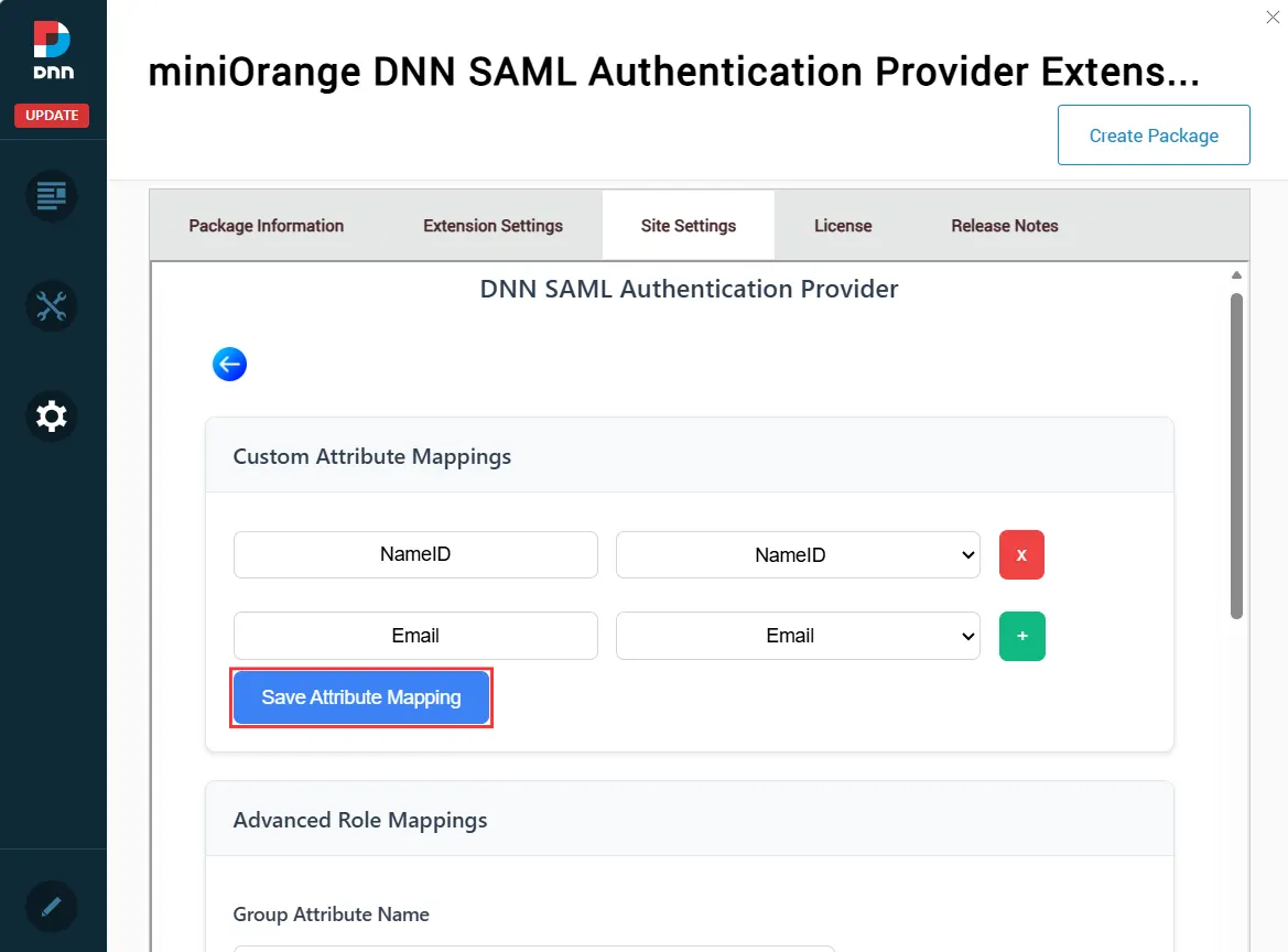 DNN SAML SSO Enterprise - Save Attribute Mapping