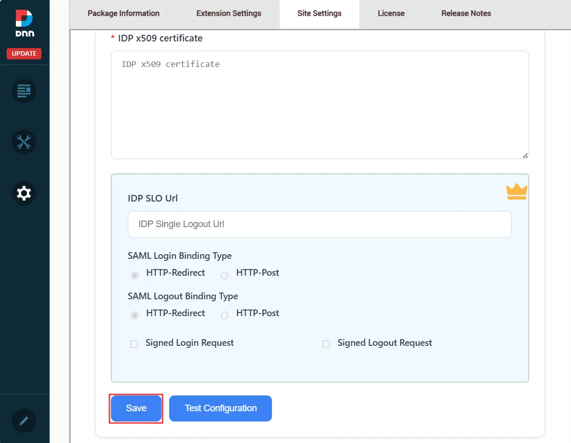 nopCommerce - Entity Id, SSO Url, SAML Certificate