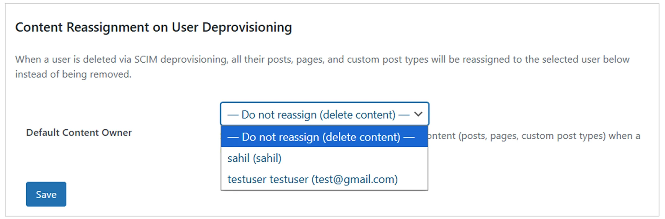 SCIM User Provisioning for WordPress | Content Reassignment on User Deprovisioning