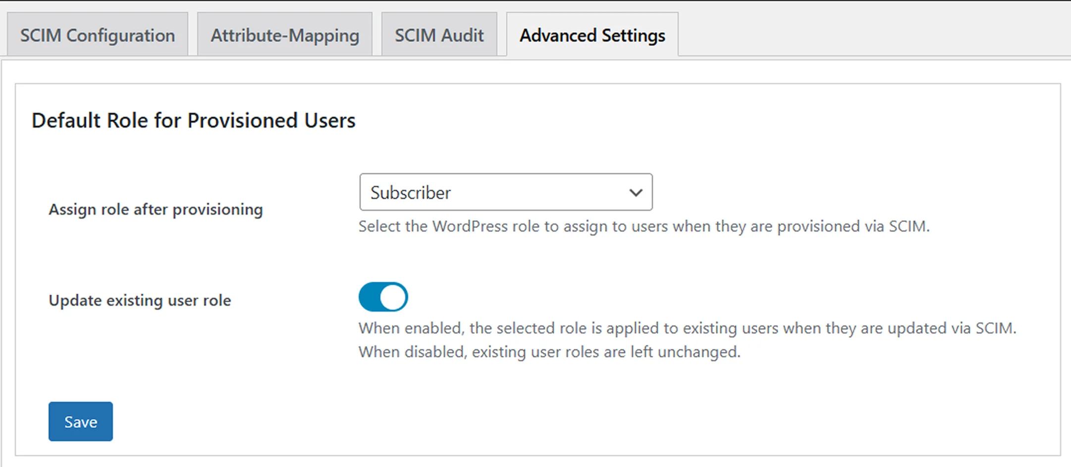 SCIM User Provisioning for WordPress | Set Default Role for New Users