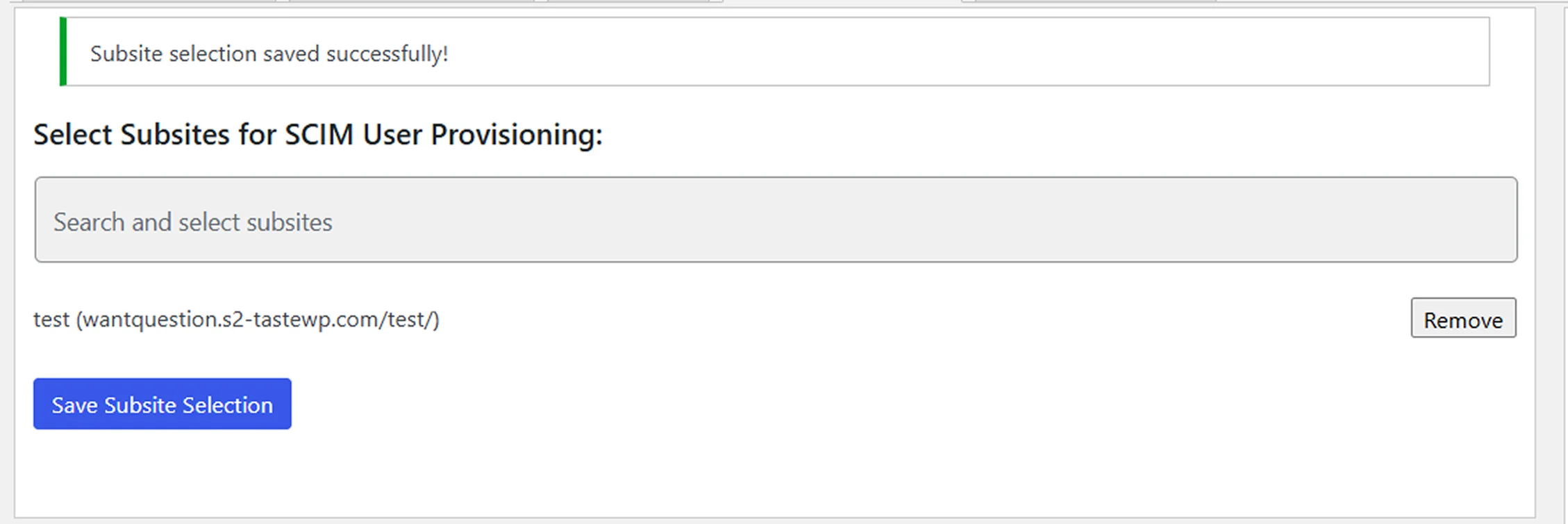 SCIM User Provisioning for WordPress | Select Subsites for SCIM User Provisioning