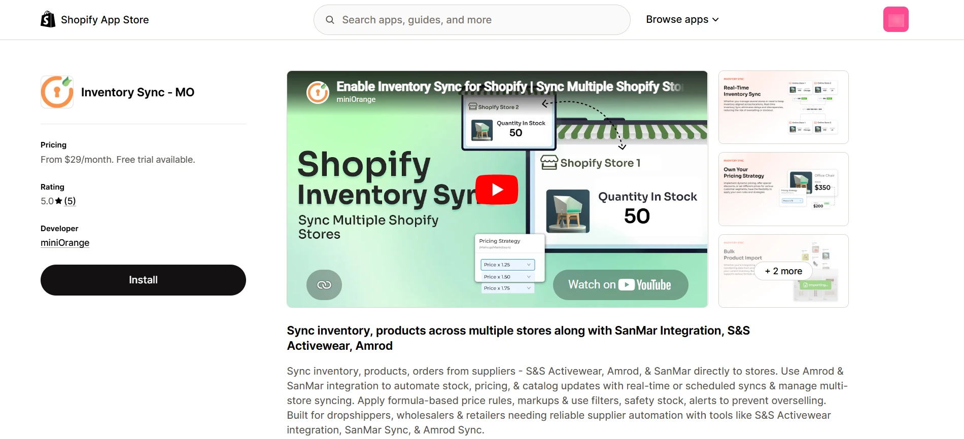 Install the MO - Inventory Sync on Shopify