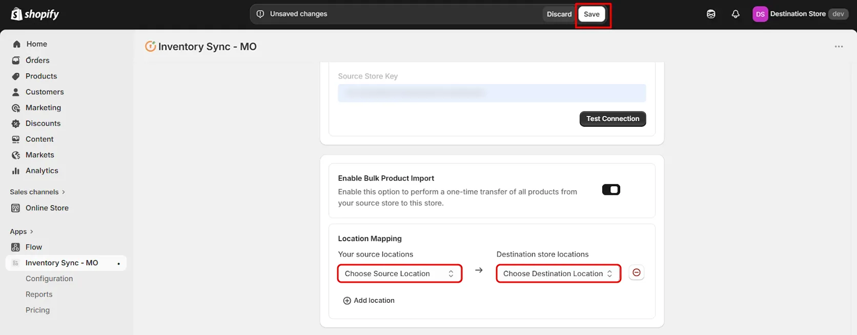 Shopify Inventory Store to Store Sync - Location Mapping