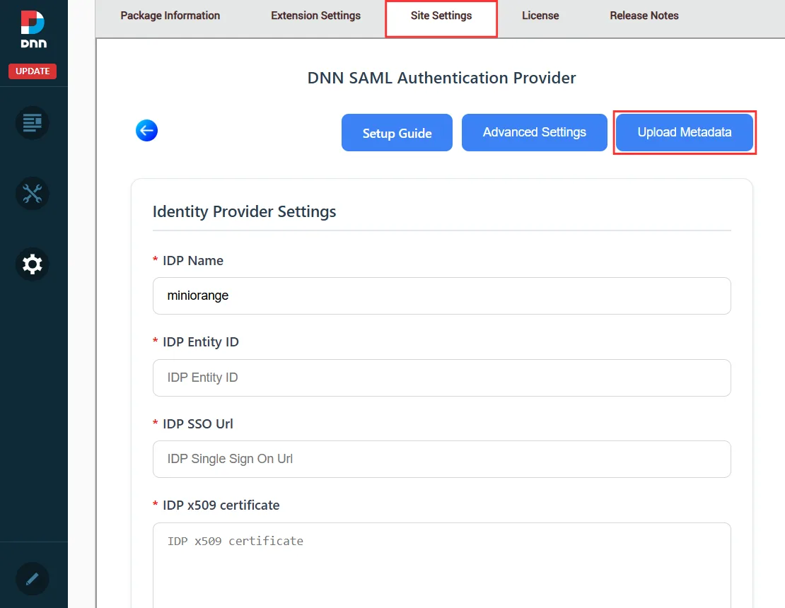 DNN SAML SSO - Upload Idp Metadata