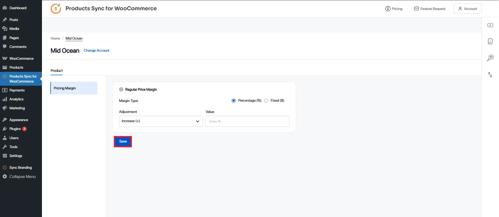 Enter midocean API key and click Connect button for verification