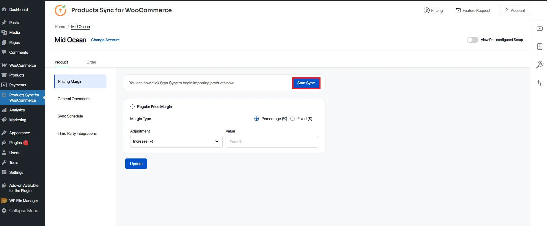 Save midocean connection after successful API verification