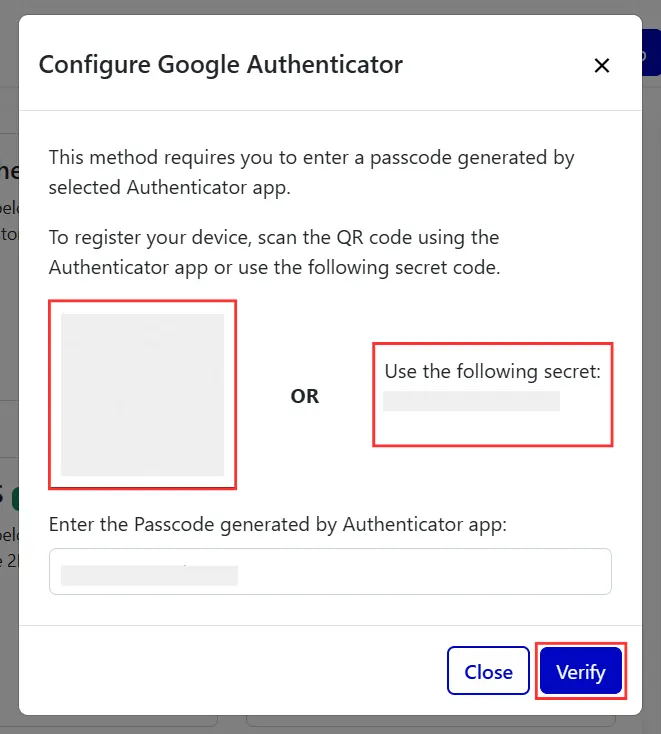 Google Authenticator - Scan QR Code