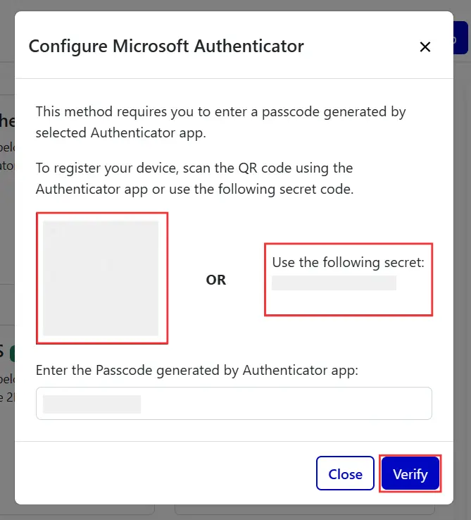 Microsoft Authenticator - Scan QR Code