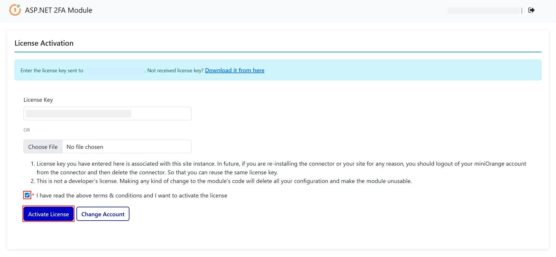 ASP.NET Framework Activate License