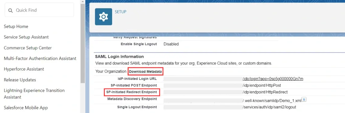 DNN SAML Single Sign-On (SSO) using Salesforce as IDP - Download Identity Providers metadata
