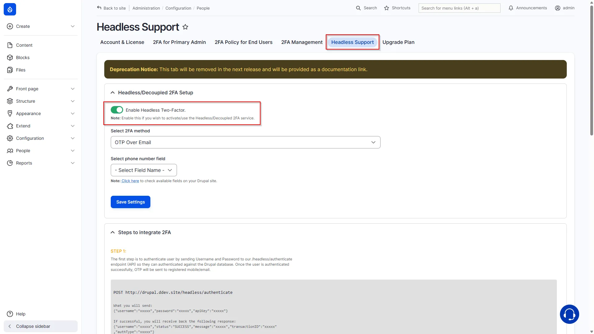 Drupal Headless 2FA - Enable headless 2FA