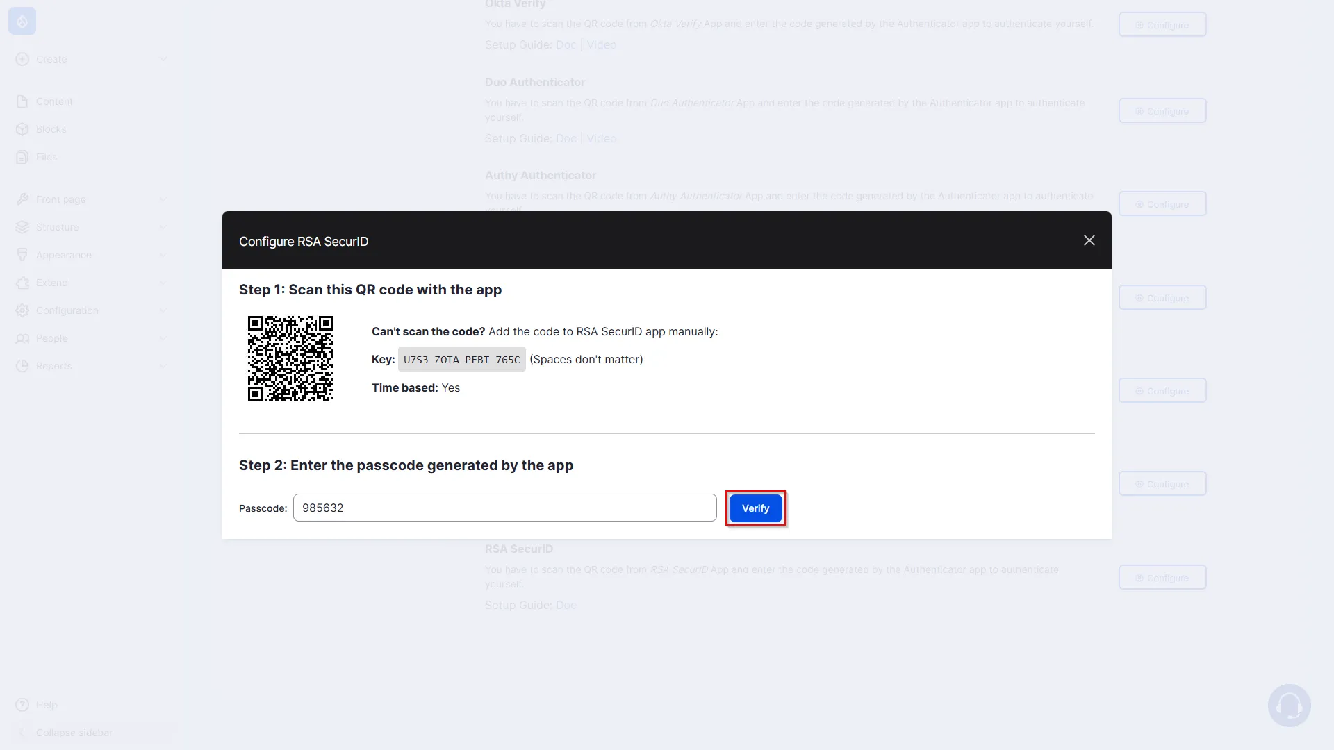 Configure RSA-SecurID 2FA Method