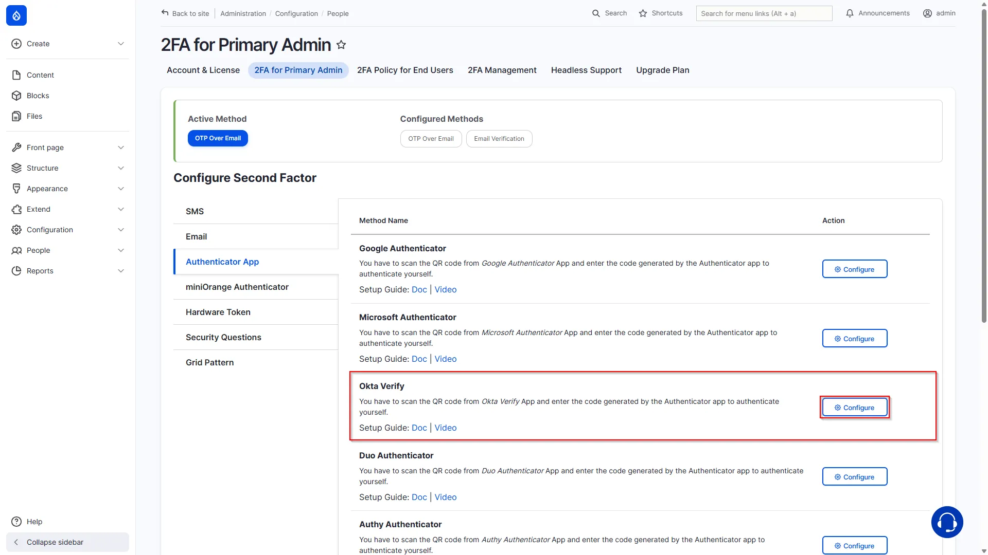 Select Okta Verify