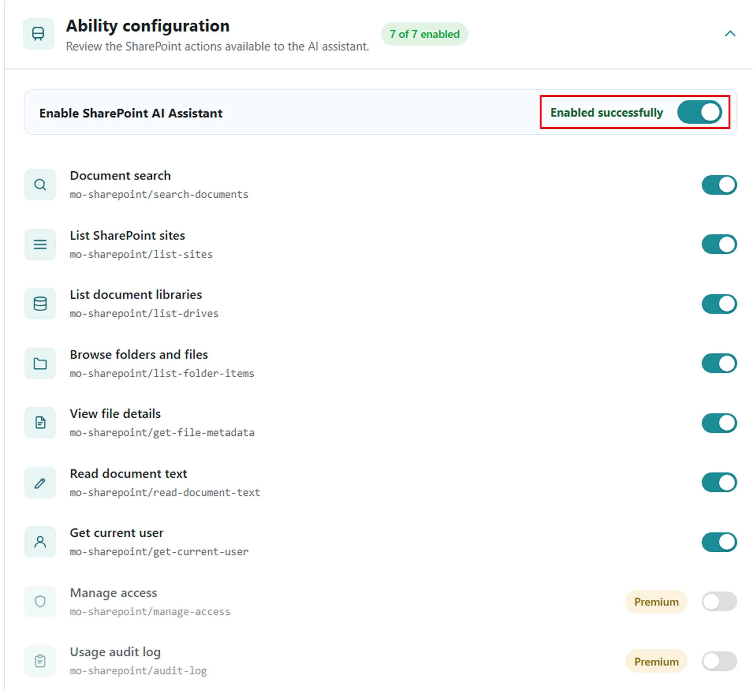 SharePoint AI Assistant for WordPress | Ability Configuration