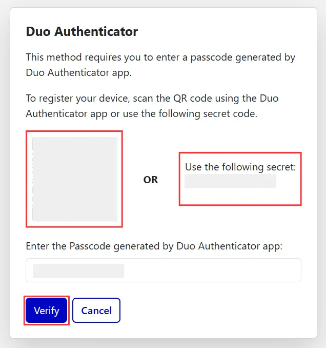 Duo Authenticator - End User Scan QR Code