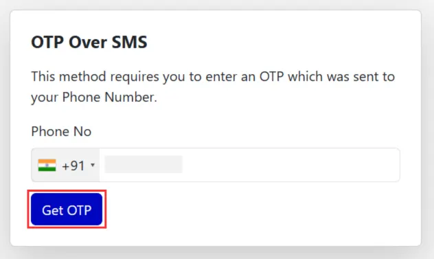OTP over SMS - End User Get OTP