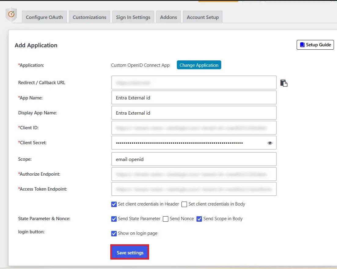 Login with Entra External ID (CIAM) Single Sign-on (SSO) - Add App name, TenantID